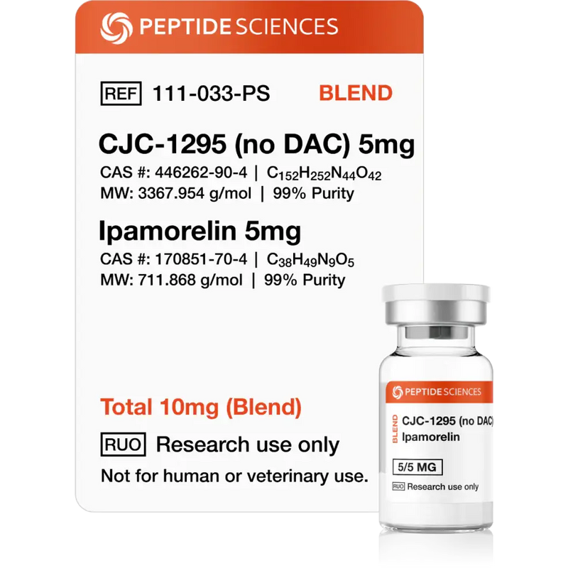 CJC-1295 (no DAC) Ipamorelin 10mg (Blend) - Peptide Sciences - Peptídeo