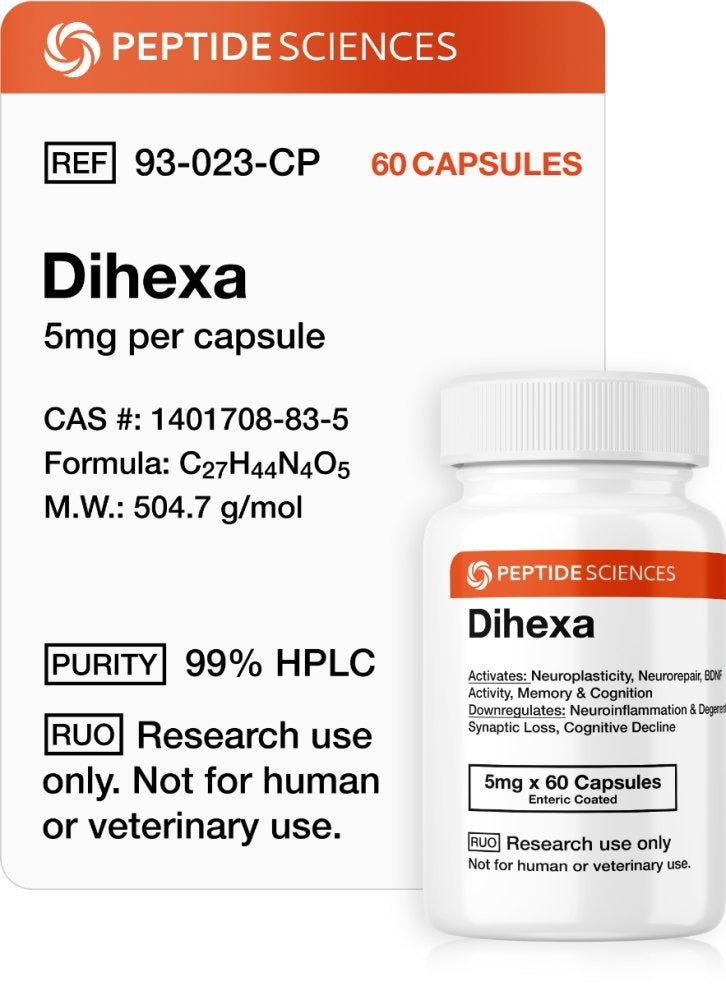 Dihexa 5mg (60 Capsules) - Peptide Sciences - Peptídeo