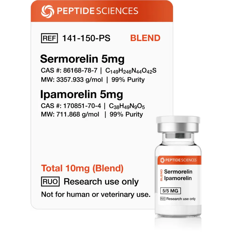 Sermorelin Ipamorelin 10mg (Blend) - Peptide Sciences - Peptídeo